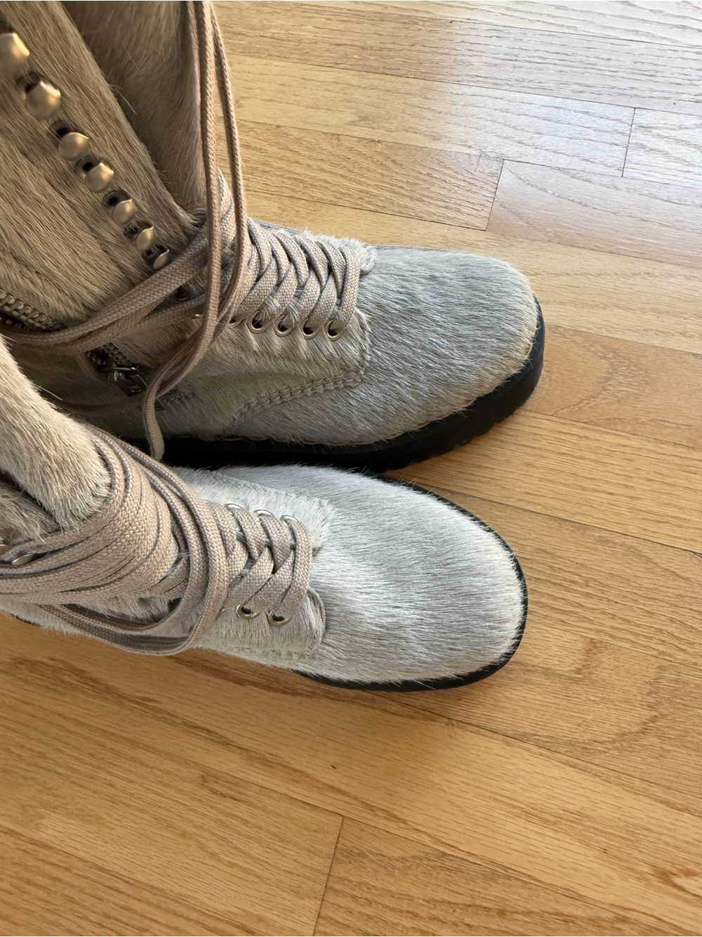 1918 Rick Owens Hair On Lace Up Platform Boots - Picture 7 of 8